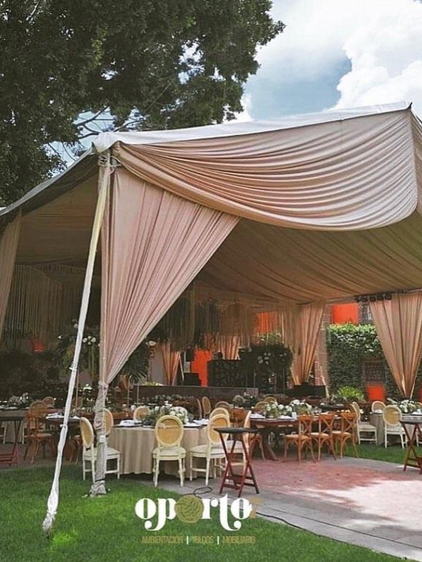 carpa 15x25m entelado color capuchino