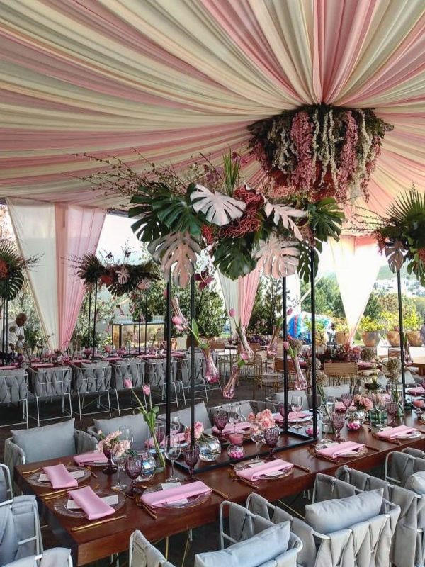 carpa + botón ivory y rosa